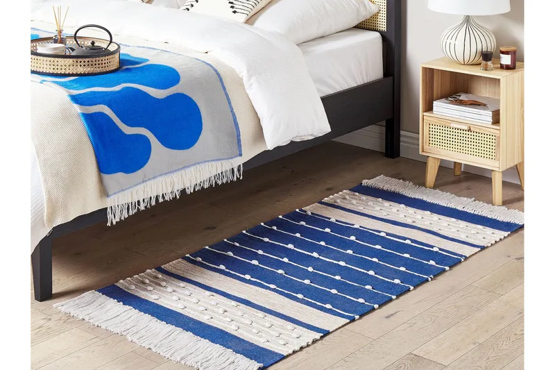 Ryijymatto Kondhali 80x150 cm - Sininen - Kodintekstiilit & matot - Matto - Moderni matto - Puuvillamatto
