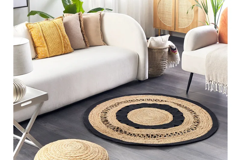 Ryijymatto Yozgat 120 cm Pyöreä - Beige - Kodintekstiilit & matot - Matto - Moderni matto - Juuttimatto & Hamppumatto