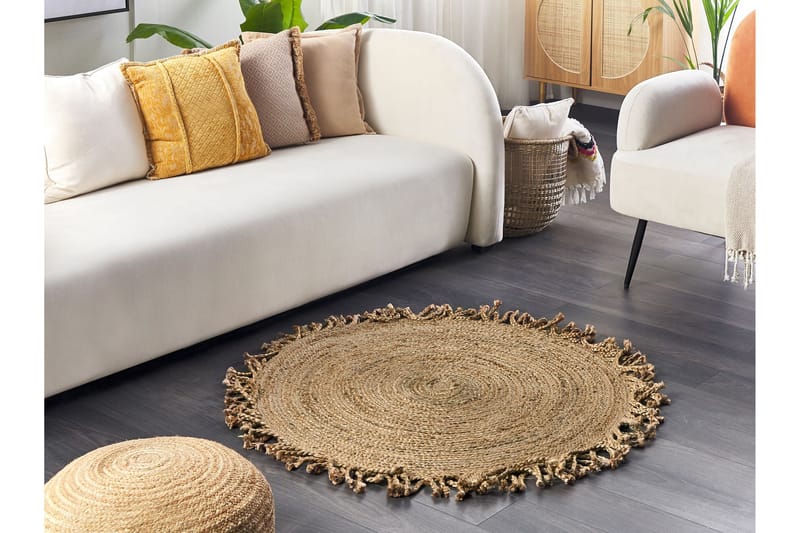 Ryijymatto Zonguldak 120 cm Pyöreä - Beige - Kodintekstiilit & matot - Matto - Moderni matto - Nukkamatto