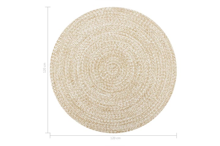 Käsintehty juuttimatto valkoinen ja luonnollinen kuvio 120cm - Valkoinen - Juuttimatto & Hamppumatto - Sisalmatto
