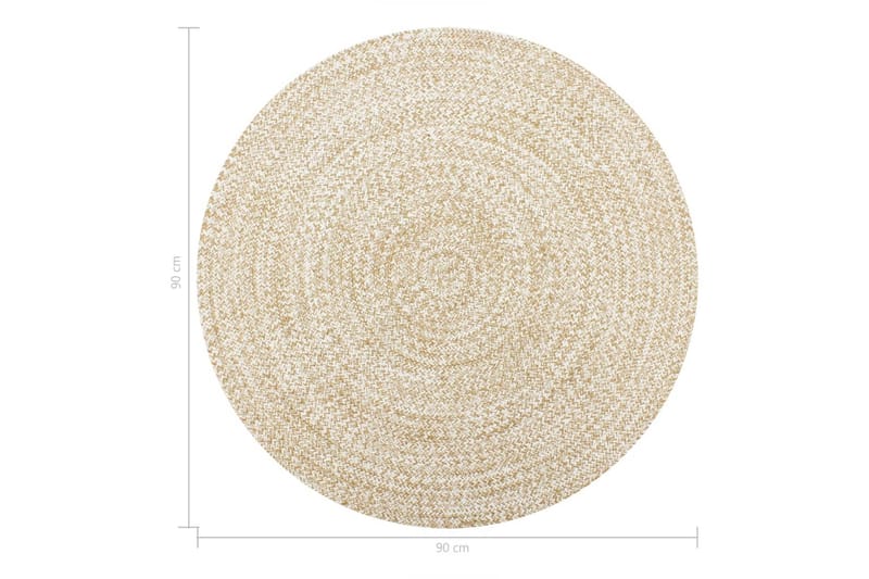 Käsintehty juuttimatto valkoinen ja luonnollinen kuvio 90 cm - Valkoinen - Kodintekstiilit & matot - Matto - Moderni matto - Sisalmatto