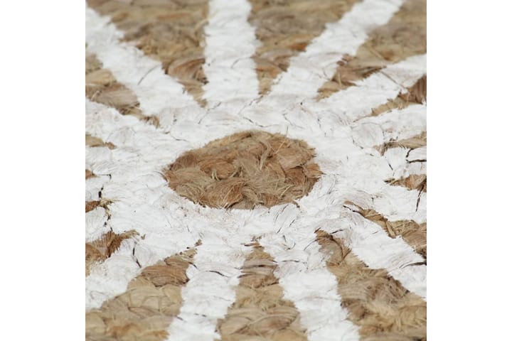 Käsintehty juuttimatto valkoisella kuviolla 150 cm - Valkoinen - Juuttimatto & Hamppumatto - Sisalmatto