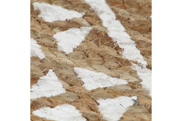 Käsintehty juuttimatto valkoisella kuviolla 90 cm - Valkoinen - Juuttimatto & Hamppumatto - Sisalmatto