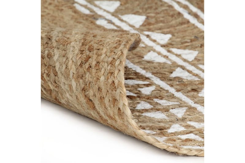 Käsintehty juuttimatto valkoisella kuviolla 90 cm - Valkoinen - Kodintekstiilit & matot - Matto - Moderni matto - Sisalmatto