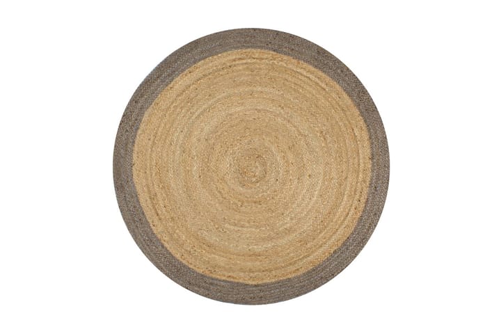 Käsintehty pyöreä juuttimatto harmaalla reunalla 120 cm - Harmaa - Juuttimatto & Hamppumatto - Sisalmatto