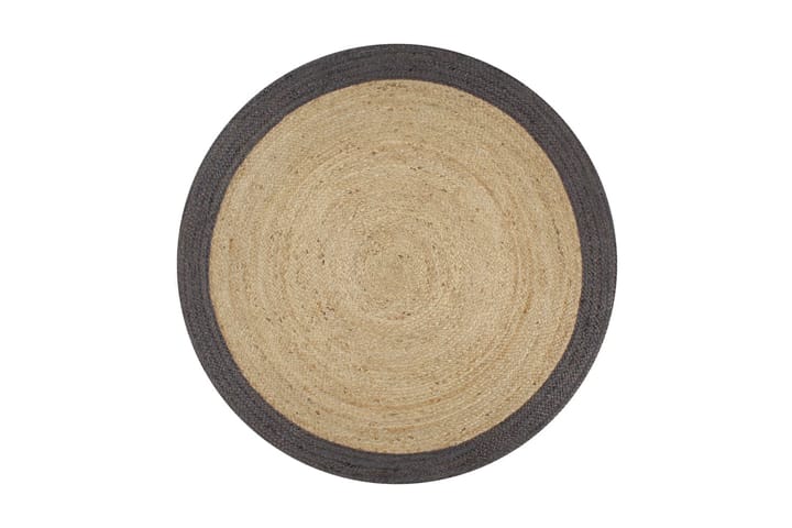Käsintehty pyöreä juuttimatto tummanharmaalla reunalla 150cm - Harmaa - Sisalmatto - Juuttimatto & Hamppumatto