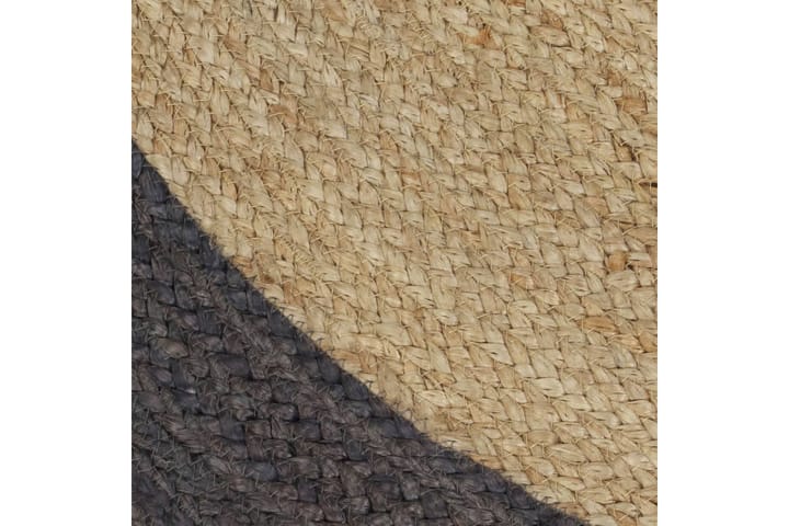 Käsintehty pyöreä juuttimatto tummanharmaalla reunalla 150cm - Harmaa - Juuttimatto & Hamppumatto - Sisalmatto