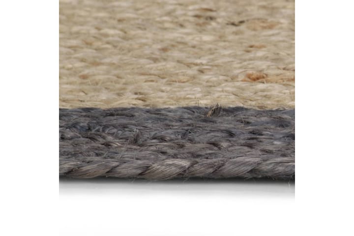 Käsintehty pyöreä juuttimatto tummanharmaalla reunalla 120cm - Harmaa - Juuttimatto & Hamppumatto - Sisalmatto
