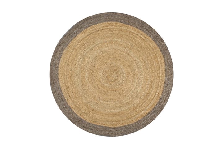 Käsintehty pyöreä juuttimatto harmaalla reunalla 90 cm - Harmaa - Juuttimatto & Hamppumatto - Sisalmatto