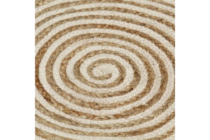 Käsintehty pyöreä juuttimatto valkoisella spiraalilla120 cm - Valkoinen - Juuttimatto & Hamppumatto - Sisalmatto