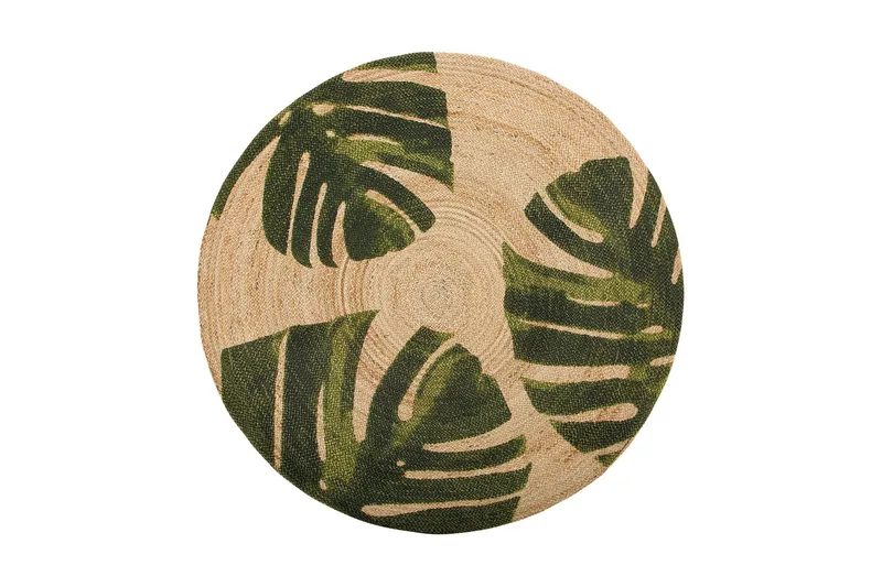 Matto Khansari Peikonlehtikuviolla Pyöreä 140 cm, Beige