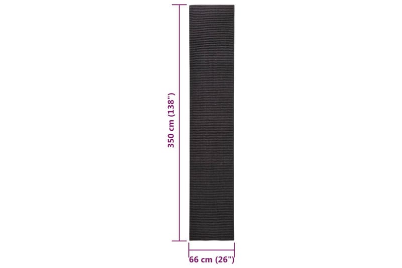 Matto luonnollinen sisal 66x350 cm musta - Musta - Kodintekstiilit & matot - Matto - Moderni matto - Sisalmatto