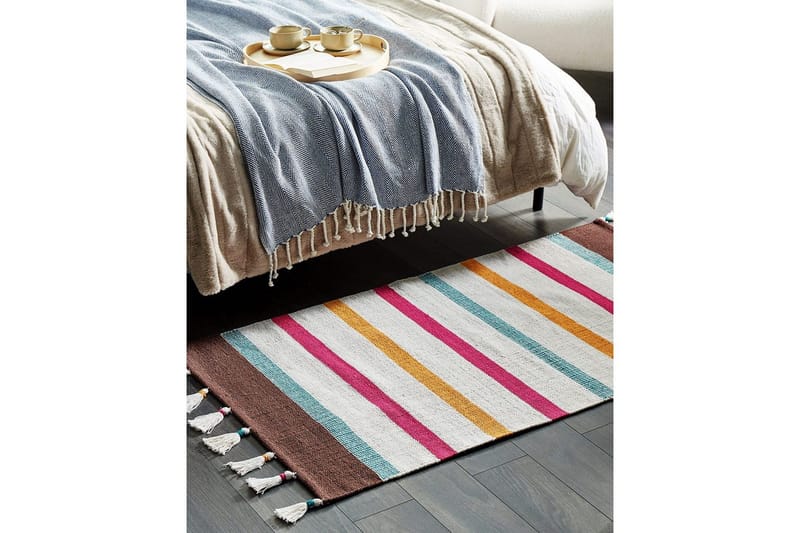 Tasapainokudottu Hisarli - Monivärinen, valkoinen, ruskea, sininen, oranssi, 80x150 cm - Kodintekstiilit & matot - Matto - Moderni matto - Puuvillamatto