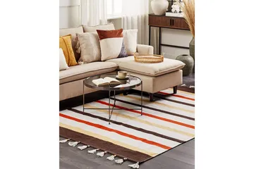 Tasapainokudottu Hisarli - Ruskea, keltainen, oranssi, beige, 140x200 cm - Kodintekstiilit & matot - Matto - Moderni matto - Puuvillamatto