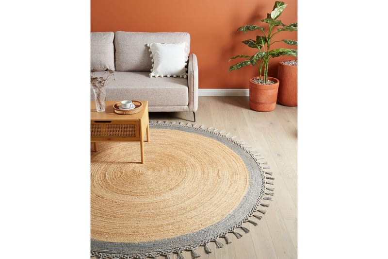 Tasokutoinen Marts - Beige, Harmaa, 200x200 cm - Kodintekstiilit & matot - Matto - Moderni matto - Juuttimatto & Hamppumatto