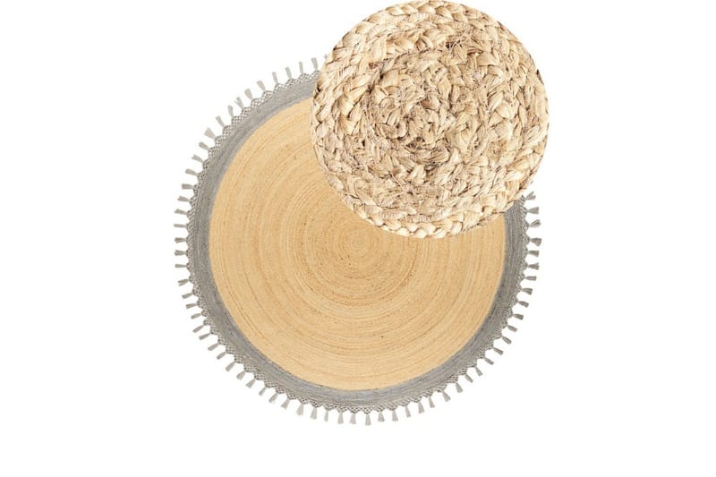 Tasokutoinen Marts - Beige, Harmaa, 200x200 cm - Kodintekstiilit & matot - Matto - Moderni matto - Juuttimatto & Hamppumatto