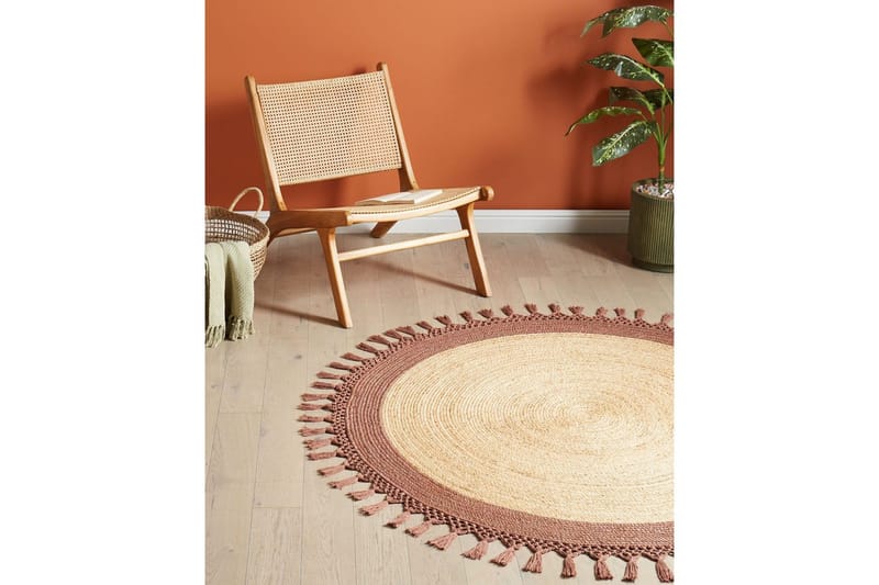 Tasokutoinen Marts - Beige, Ruskea, 140x140 cm - Kodintekstiilit & matot - Matto - Moderni matto - Juuttimatto & Hamppumatto