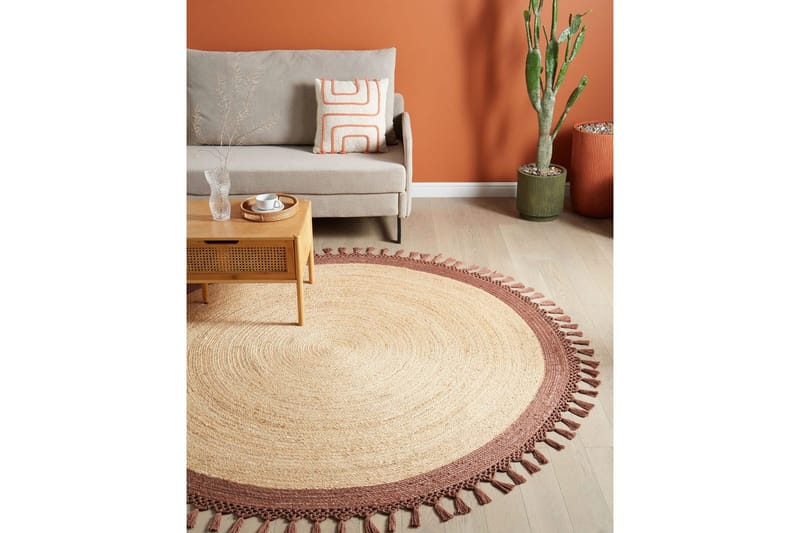 Tasokutoinen Marts - Beige, Ruskea, 200x200 cm - Kodintekstiilit & matot - Matto - Moderni matto - Juuttimatto & Hamppumatto