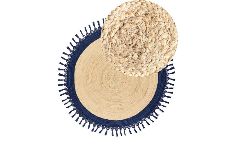 Tasokutoinen Marts - Beige, Sininen, 140x140 cm - Kodintekstiilit & matot - Matto - Moderni matto - Juuttimatto & Hamppumatto