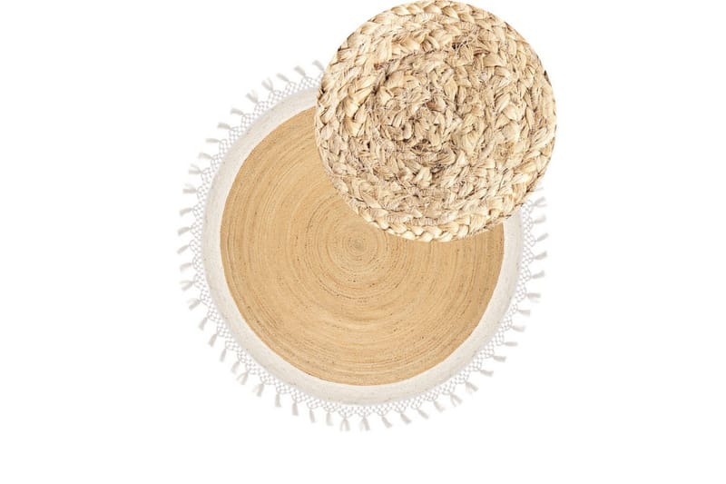 Tasokutoinen Marts - Beige, valkoinen, 200x200 cm - Kodintekstiilit & matot - Matto - Moderni matto - Juuttimatto & Hamppumatto