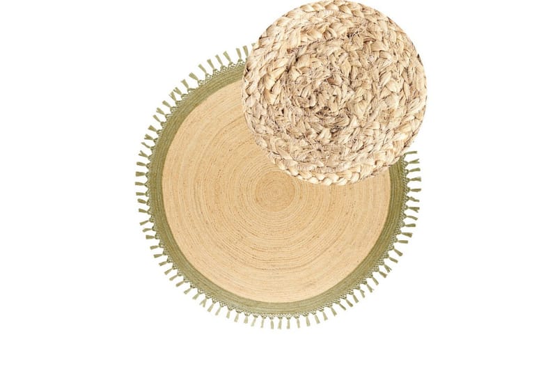 Tasokutoinen Marts - Beige, Vihreä, 200x200 cm - Kodintekstiilit & matot - Matto - Moderni matto - Juuttimatto & Hamppumatto