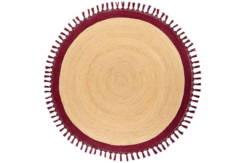 Tasokutoinen Marts - Beige, Punainen, 200x200 cm - Kodintekstiilit & matot - Matto - Moderni matto - Juuttimatto & Hamppumatto