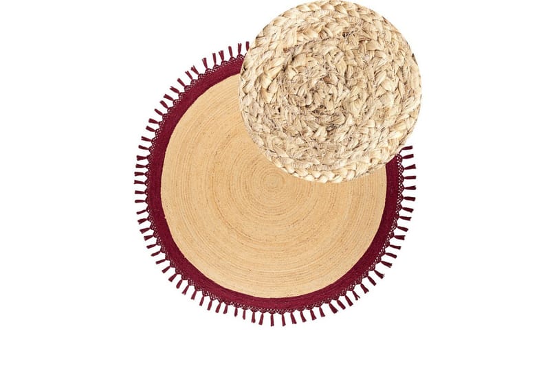 Tasokutoinen Marts - Beige, Punainen, 200x200 cm - Kodintekstiilit & matot - Matto - Moderni matto - Juuttimatto & Hamppumatto