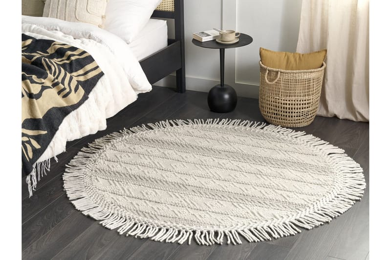 Villamatto Baltalar 140 cm Pyöreä - Beige - Kodintekstiilit & matot - Matto - Moderni matto - Villamatto