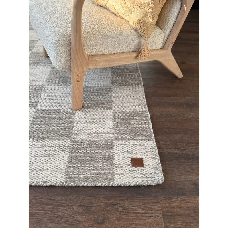 Villamatto Chessie Neliö - 200x200 cm, Harmaa - Kodintekstiilit & matot - Matto - Moderni matto - Villamatto