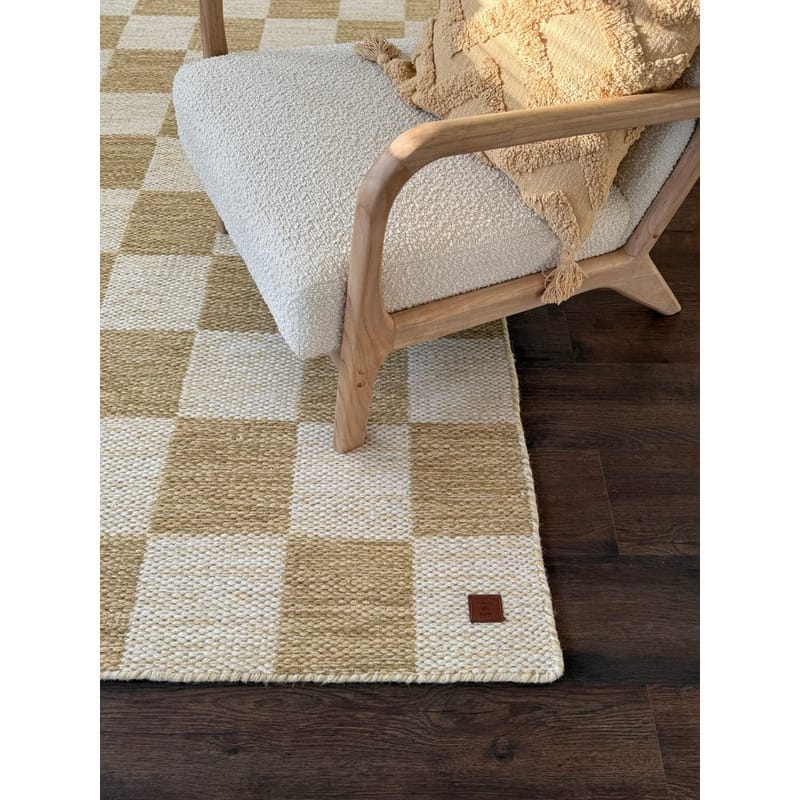 Villamatto Chessie Neliö - 200x200 cm, Okra keltainen - Kodintekstiilit & matot - Matto - Moderni matto - Villamatto