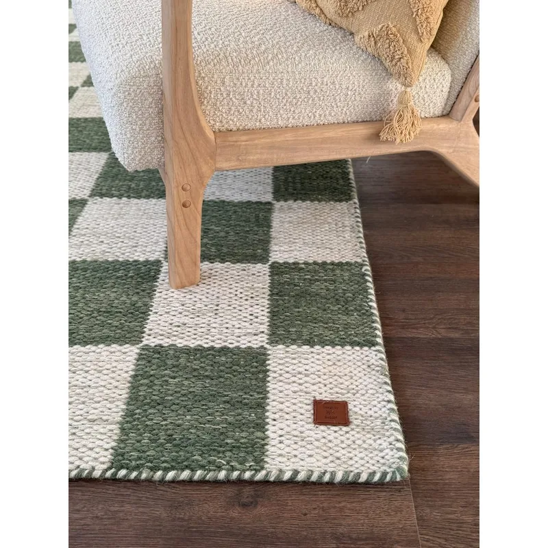 Villamatto Chessie Neliö - 200x200 cm, Smaragdinvihreä - Kodintekstiilit & matot - Matto - Moderni matto - Villamatto
