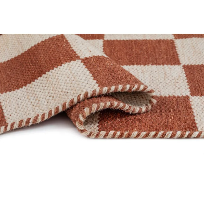 Villamatto Chessie Neliö - 200x200 cm, Terrakotta - Kodintekstiilit & matot - Matto - Moderni matto - Villamatto