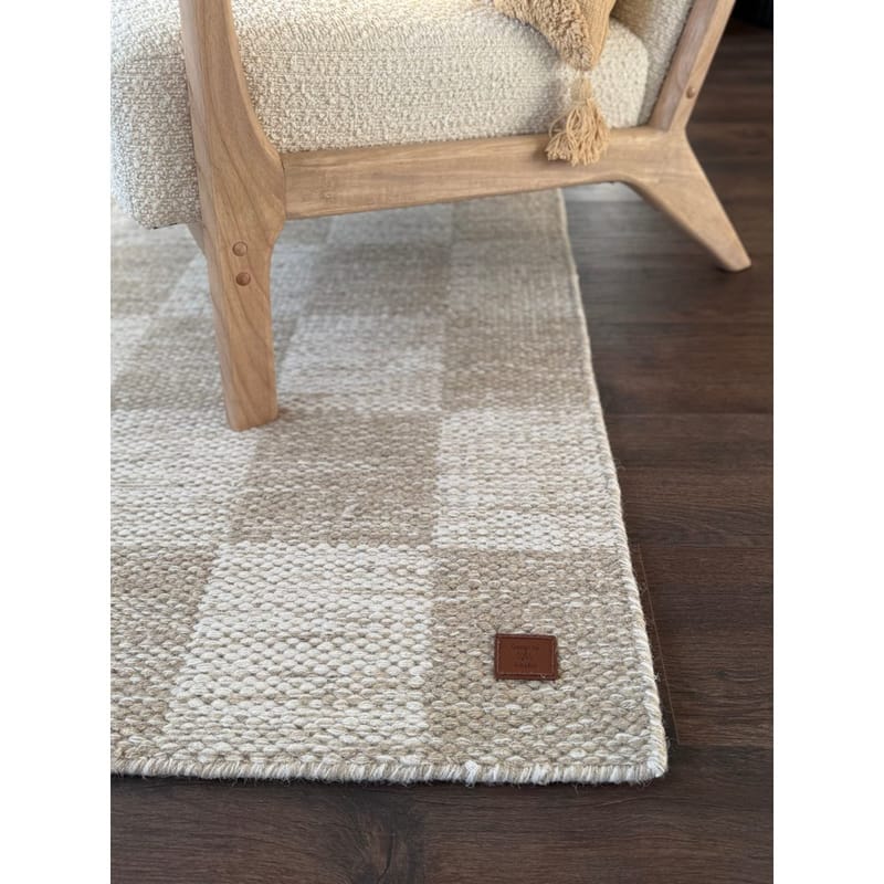 Villamatto Chessie Neliö - 200x200 cm, Pellava - Kodintekstiilit & matot - Matto - Moderni matto - Villamatto