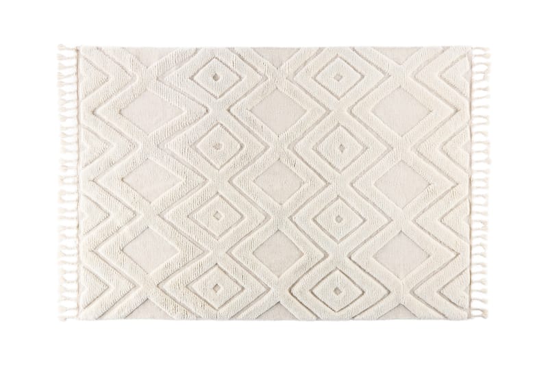 Villamatto Dahlia 160x230 cm Suorakaide - Valkoinen - Kodintekstiilit & matot - Matto - Moderni matto - Villamatto