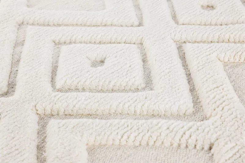 Villamatto Dahlia 200x300 cm Suorakaide - Valkoinen - Kodintekstiilit & matot - Matto - Moderni matto - Villamatto