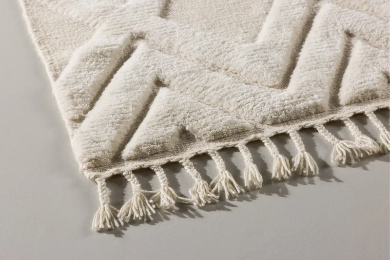 Villamatto Dahlia 200x300 cm Suorakaide - Valkoinen - Kodintekstiilit & matot - Matto - Moderni matto - Villamatto