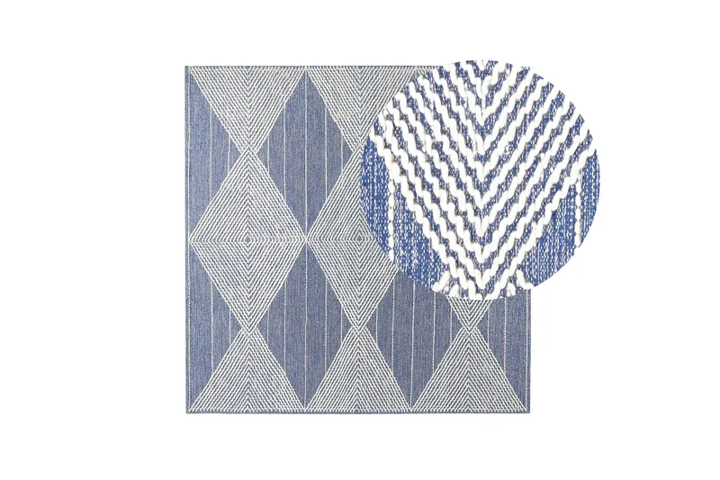 Villamatto Datca 200x200 cm - Sininen - Kodintekstiilit & matot - Matto - Moderni matto - Villamatto