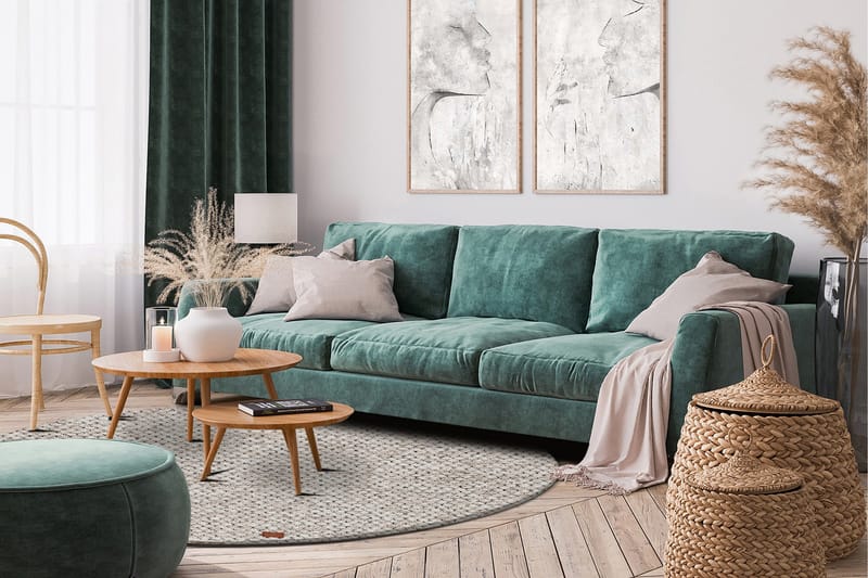 Villamatto Hury Ø300 cm Pyöreä - Kermanvärinen - Kodintekstiilit & matot - Matto - Moderni matto - Villamatto