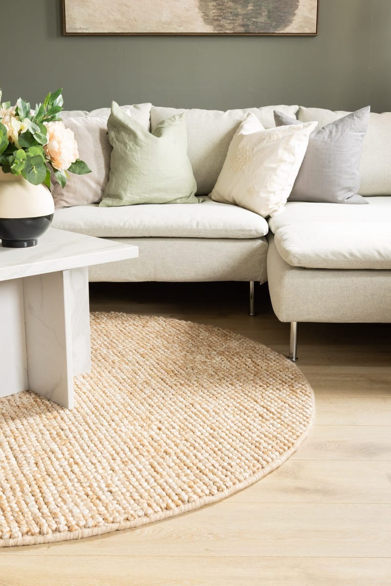 Käsinkudottu matto KM Home Bubble pyöreä 240x240 cm karamelli - Karamelli - Kodintekstiilit & matot - Matto - Moderni matto - Villamatto
