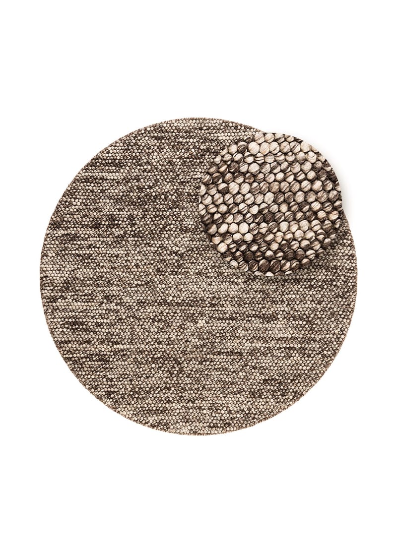 Käsinkudottu matto KM Home Bubble pyöreä 120x120 cm Suklaanruskea meleerattu - Suklaanruskea meleerattu - Kodintekstiilit & matot - Matto - Moderni matto - Villamatto