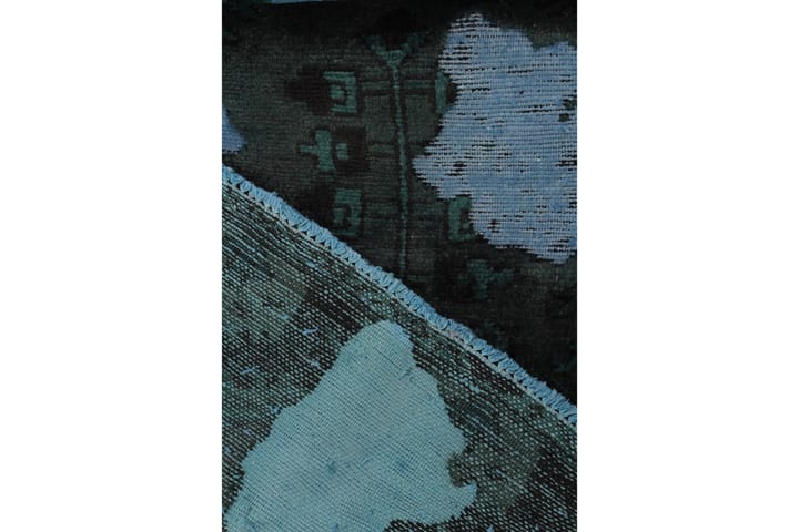 Käsinsolmittu Vintage Matto Villa Tummanvihreä/Sin 110x300cm - Sininen/Tummanvihreä - Käsintehdyt matot - Villamatto