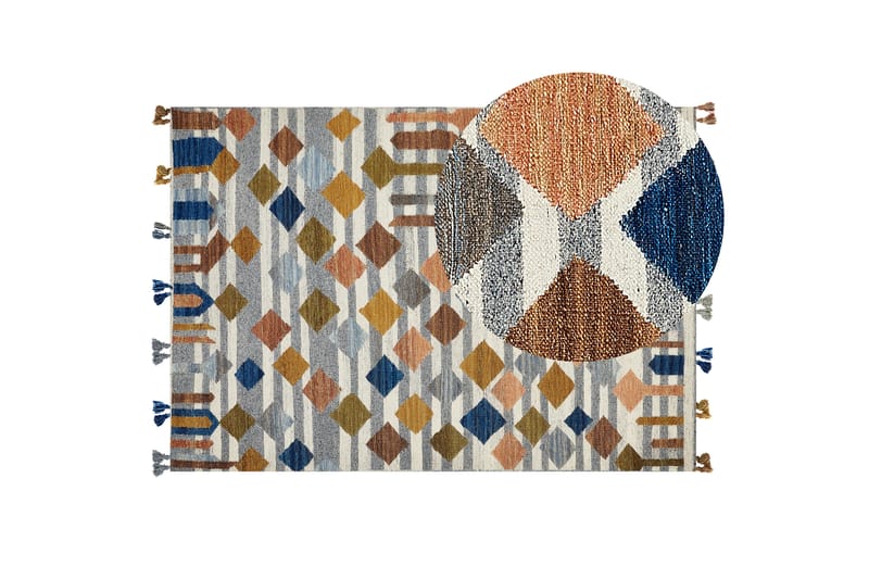 Villamatto Kasakh 160x230 cm - Sininen - Kodintekstiilit & matot - Matto - Moderni matto - Villamatto