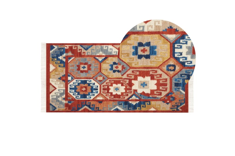 Villamatto Lusarat 80x150 cm - Punainen - Kodintekstiilit & matot - Matto - Moderni matto - Villamatto