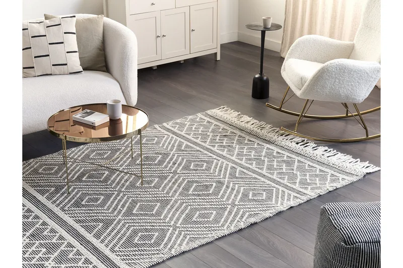 Villamatto Savuca 160x230 cm, Musta/Valkoinen