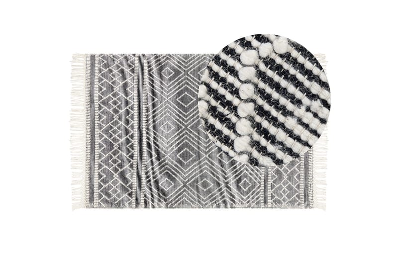 Villamatto Savuca 160x230 cm - Musta/Valkoinen - Kodintekstiilit & matot - Matto - Moderni matto - Villamatto