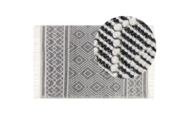 Villamatto Savuca 160x230 cm - Musta/Valkoinen - Kodintekstiilit & matot - Matto - Moderni matto - Villamatto