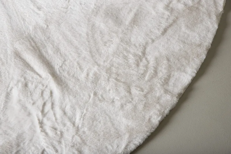 Polyesterimatto Nina Pyöreä 200 cm - Valkoinen - Kodintekstiilit & matot - Matto - Moderni matto - Viskoosimatto & keinosilkkimatto