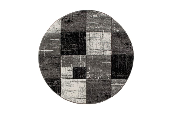 Friezematto London Square Ø160 cm Musta - Musta - Pienet matot - Wilton-matto - Kuviollinen matto & värikäs matto