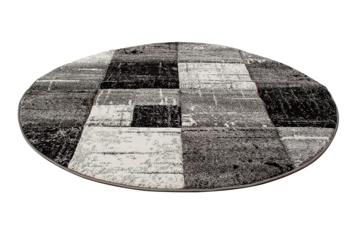 Friezematto London Square Ø200 cm Musta/Harmaa - Musta - Pyöreät matot - Kuviollinen matto & värikäs matto - Iso matto
 - Wilton-matto