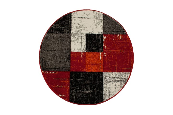 Friezematto London Square Ø240 cm Punainen/Oranssi - Punainen/Oranssi - Pyöreät matot - Kuviollinen matto & värikäs matto - Iso matto
 - Wilton-matto